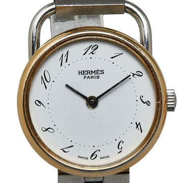 HERMES Arceau Watch Quartz White Dial Stainless Steel Plated Women's