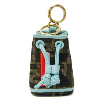 FENDI FF Zuccanano Montresor Bag Charm K Embroidery 7AR762 Keyring [Beige,Brown,Light Blue]
