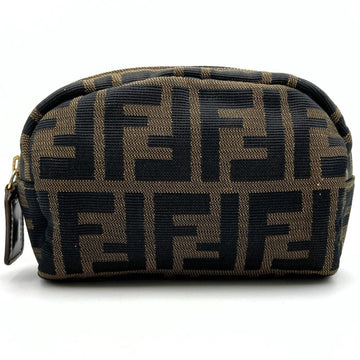 FENDI pouch, approx. 15cm wide, Zucca pattern, brown nylon, for women,