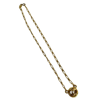 CHANEL Coco Mark Chain Necklace Pendant Women's Men's Gold 03231