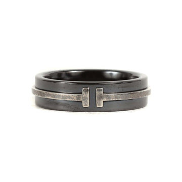 TIFFANY&Co.  Size: 15 Silver 925 Titanium T TWO Ring / Series Black Luxury Men's
