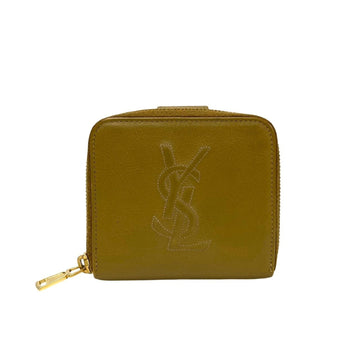YVES SAINT LAURENT YSL Leather Bi-fold Wallet Beige 33303