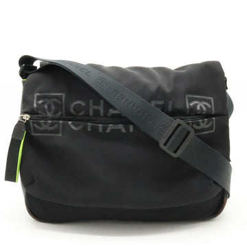 CHANEL Sport Line Coco Mark Shoulder Bag Nylon Rubber Black Neon Yellow A26709