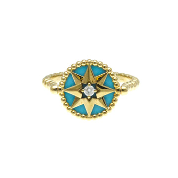 CHRISTIAN DIOR Rose Des Vents Turquoise Ring JRDV95039 Yellow Gold [18K] Fashion Diamond,Turquoise Band Ring Gold