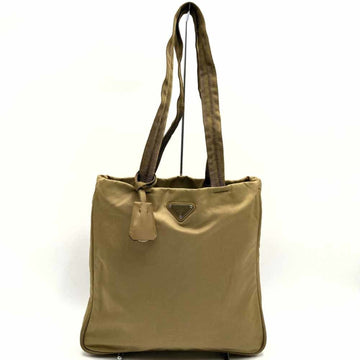 PRADA Tote Bag Handbag Beige Nylon Women's Triangle