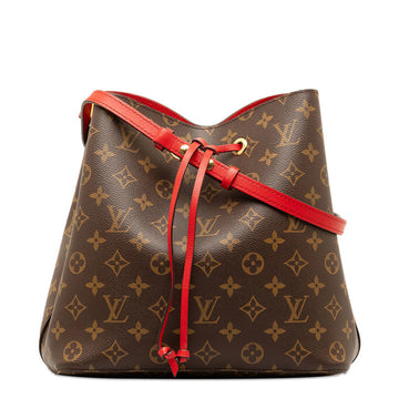 LOUIS VUITTON Monogram NeoNoe Shoulder Bag M44021 Coquelicot Red Brown PVC Leather Women's
