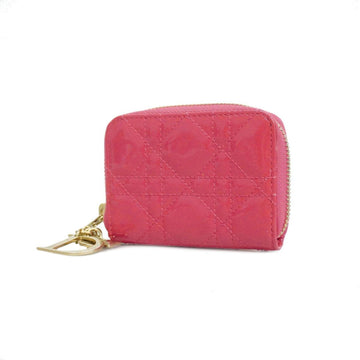 CHRISTIAN DIOR Wallet/Coin Case Cannage Lady Enamel Pink Champagne Ladies