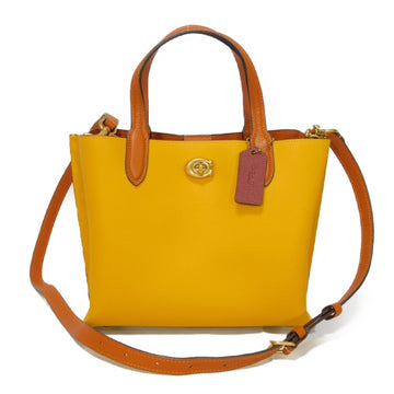 COACH Handbag Willow Tote 24 C Dark Yellow Brown Shoulder Bag Color Block Flux C8561 Women's