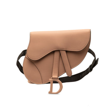 CHRISTIAN DIOR Dior Saddle Bag Shoulder Waist Beige Leather Women's