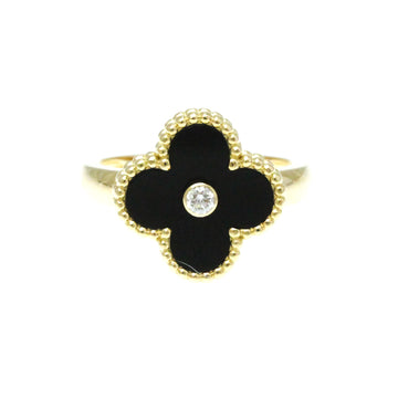 VAN CLEEF & ARPELS Vintage Alhambra Yellow Gold [18K] Fashion Diamond,Onyx Band Ring Black,Gold