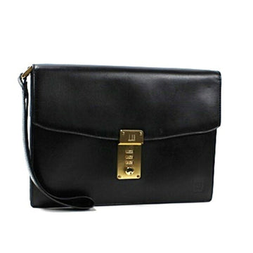 DUNHILL second bag clutch dial lock leather black  men's