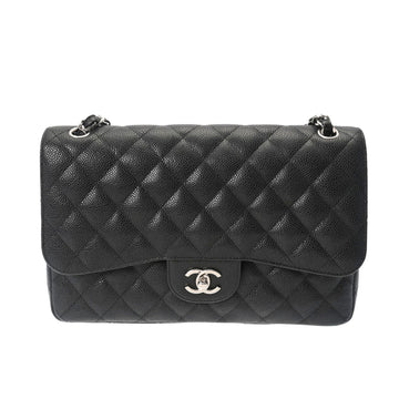 CHANEL Matelasse W Flap Chain Shoulder 30cm Black A58600 Ladies Caviar Skin Bag