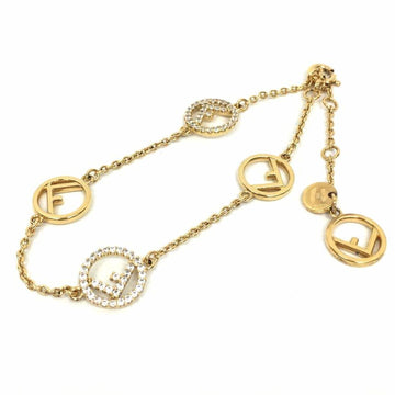 FENDI FF Bracelet F is  1A2621 Rhinestone Gold Color Women's