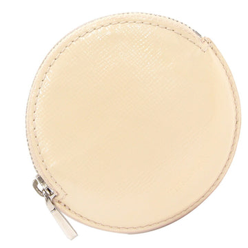 TIFFANY Coin Case Ivory Leather Purse Pouch Round Women's &Co.