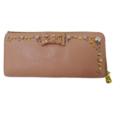 MIU MIU Miu Women's Long Wallet Leather Pink