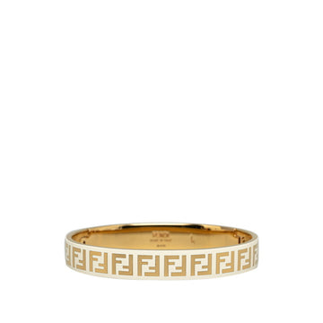 FENDI Zucca Bangle Bracelet Gold Ivory White Plated Women's