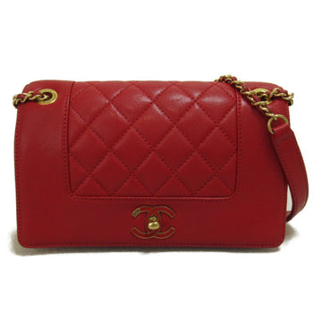 CHANEL BOY  ChainShoulder Red leather