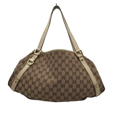 GUCCI GG Canvas Handbag Shoulder Bag 130736 Ivory Beige Brown Shopping Women's