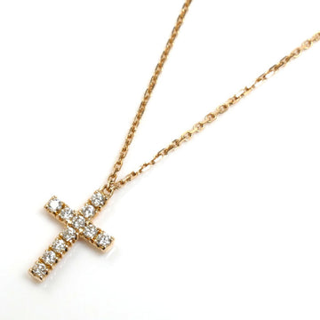 CARTIER K18PG Pink Gold Symbol Cross Necklace B7221800 Diamond 2.9g 37-40cm Ladies
