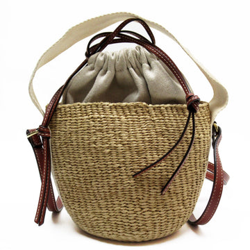 CHLOeChloe  Handbag Shoulder Bag WOODY Small Basket Paper/Canvas/Leather Beige/Brown Women's