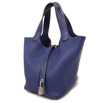 HERMES Handbag Picotan Lock PM C Engraved Taurillon Clemence Blue Ankle Women's
