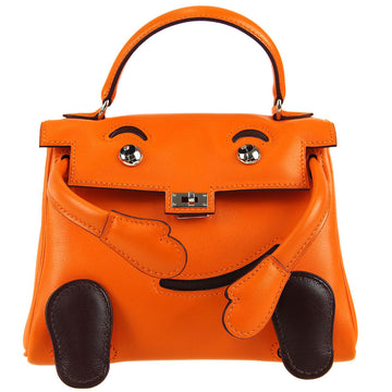 HERMES * Kelly Doll Mascot Handbag Orange Veau Gulliver 19503