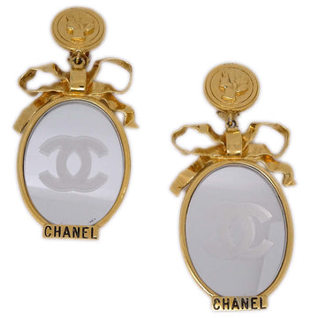 CHANEL Mirror Earrings Clip-On Gold 29136