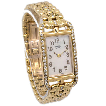 HERMES NA1.288 Nantucket Quartz Watch 18KYG Diamond 58938