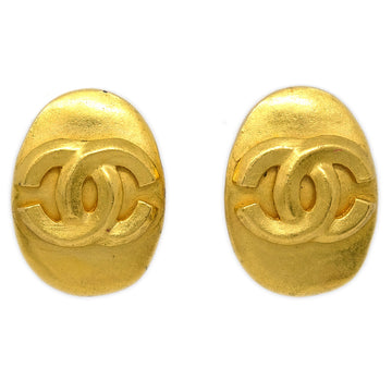 CHANEL Oval Earrings Gold Clip-On 96P 141308