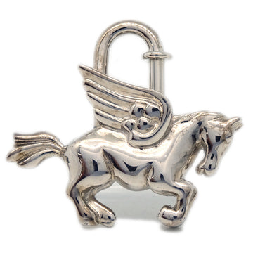 HERMES Le Cheval Pegasus 1993 Cadena Lock Bag Charm Silver Small Good 112563