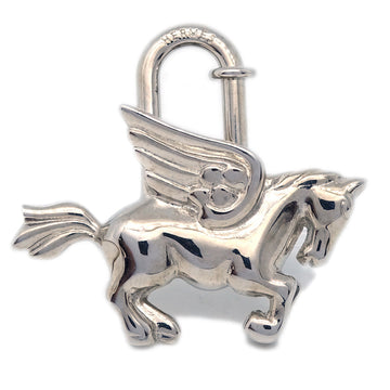 HERMES Pegasus 1993 Cadena Lock Bag Charm Silver Small Good 112567