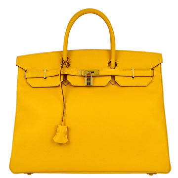 HERMES 2003 Yellow Courchevel Birkin 40 Handbag 113405