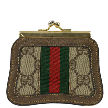 GUCCI Brown GG Shelly Line Coin Purse Wallet 152303