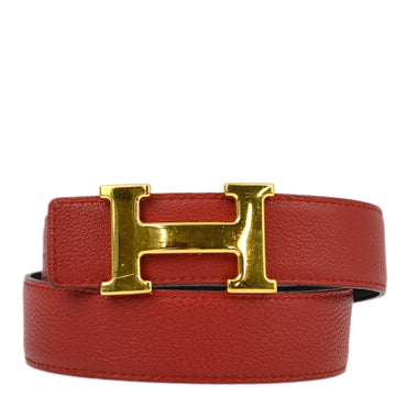 HERMES 2001 Red Courchevel Constance Reversible Belt #74R Small Good 79975