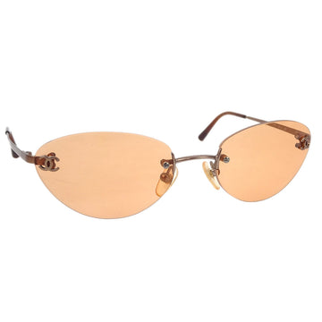CHANEL Sunglasses Eyewear Brown Small Good 132971