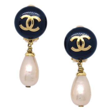 CHANEL Artificial Pearl Dangle Earrings Clip-On 93A 191197