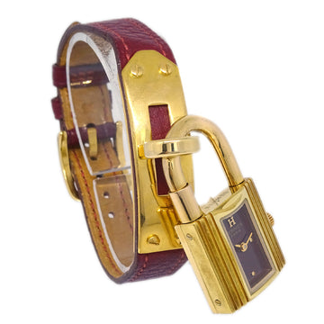 HERMES 1990 Kelly Watch Red Taurillon Clemence 113620
