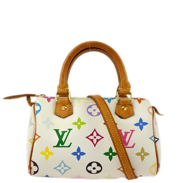 LOUIS VUITTON White Monogram Multicolor Mini Speedy 2way Shoulder Handbag M92645 133127
