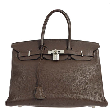 HERMES 2007 Brown Taurillon Clemence Birkin 35 Handbag 181932