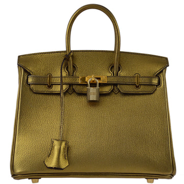 HERMES * 2004 Gold Chevre Birkin 25 Handbag 43929