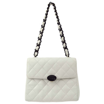 CHANEL White Lambskin Straight Flap Acrylic Chain Shoulder Bag 121262