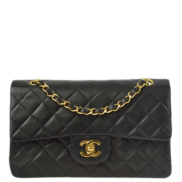 CHANEL Black Lambskin Small Classic Double Flap Shoulder Bag 172128
