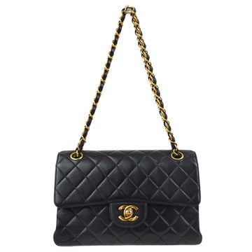 CHANEL Black Lambskin Double Sided Classic Flap Shoulder Bag 181676