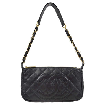 CHANEL Black Caviar Hobo Chain Handbag 181854