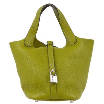 HERMES 2008 Green Taurillon Clemence Picotin 18 PM Handbag 161655