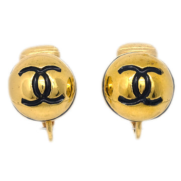 CHANEL Button Earrings Clip-On Gold 205 161721