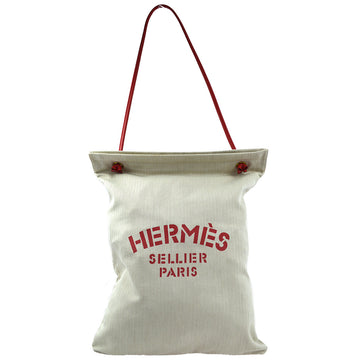 HERMES Beige Red Toile Chevrons Aline GM Shoulder Bag 182123