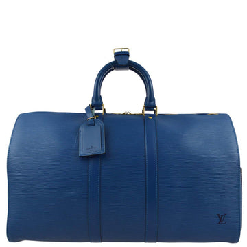 LOUIS VUITTON Blue Epi Keepall 45 Travel Duffle Handbag M42975 191506