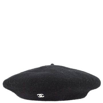 CHANEL Black Hat Beret Small Good 160576