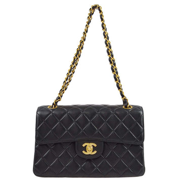 CHANEL Black Lambskin Double Sided Classic Flap Shoulder Bag 161788